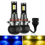 Kairiyard 9005 HB3 LED Fog Lights Bulb 55W 3600 Lumens Yellow Iceblue Dual Color 3000K 8000K Fog lamp Extremely Bright Waterproof 9005 LED Fog Light Bulb Replacement(2 Packs)