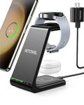 Intoval Wireless Charging Station For Samsung Galaxy Phone/Watch/Buds, Fit For Note 20/Note 10/S21/S20, Watch 3/Galaxy 46/42Mm /Active 2/Gear S3, Galaxy Buds+/Live (S3, Black)