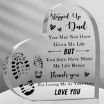 Step Dad Gifts 3.9x3.9 Inch Acrylic Heart Keepsake Father's Day Christmas Birthday Gifts for Bonus Dad Step Dad Gifts from Daughter