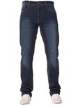 Enzo Mens Classic Straight Leg Regular Fit Twill Denim Jeans (36W x 32L, Mid Stonewash)