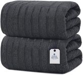 DAN RIVER Luxury Jumbo Bath Sheets 2 Piece – 550 GSM (35x70 Inches) 100% Cotton Highly Absorbent Speed Breaker Design Bath Towel Set – Super Soft Towels for Bathroom, Hotel, Spa Charcaol