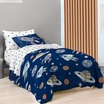 Saturday Park Outer Space Full Bed Set - 7 Piece 100% Organic Cotton Bedding Features Rocket Ships - GOTS & Oeko-TEX Certified