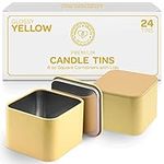 Hearts & Crafts Glossy Yellow 8 oz Tin Containers with Lids - Pack of 24 - Heat Resistant, Non-Rusting Empty Candle Jars for Candle Making, Crafts, Gifts, and Storage and DIY Projects