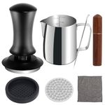 51 mm Espresso Tamper and Stirrer Set with WDT Tool Espresso Accessories Kit Barista Kit with Tamper Mat, Milk Jug (350 ml), Barista Towel, Latte Art Pen