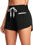 LASLULU Womens 2 in 1 Biker Shorts High Waisted Quick Dry Workout Running Shorts Summer Athletic Sports Linen Shorts with Zipper Pockets(Black XX-Large)