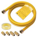 Kinchoix 48 Inch 1/2'' Gas Hose Connector Kit Flexible Propane Gas Line for Stove Dryer Water Heater Pipe Diameter 5/8 in. OD (1/2 in. ID) with 1/2" FIP.1/2"MIP Gas Appliance Supply Line