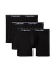 Calvin Klein Men's Microfiber Stretch 3-Pack Boxer Brief, Black, Large