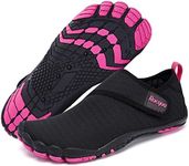 Racqua Mens Womens Water Shoes Quick Dry Barefoot Lightweight Shoes Beach Swim Sport Shoes Hiking Pool Surfing Diving Aqua Shoes Black/Rose 9.5 Women/8.5 Men