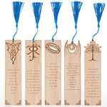 5 Pieces Bookmark for Men & Women, Lord of Rings Themed Bookmarks Set with Silk Tassel, Wooden Book Markers for Reading (Gift for Birthday, Graduation for Teacher & Friend)