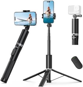 SYNCWIRE 63" Phone Tripod, Extendable Selfie Stick Tripod with Bluetooth Remote, All-in-One Aluminum Stand with Cold Shoe Mount Compatible with GoPro, iPhone and Android Smartphones, Black
