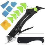 Hocent Caulking Tool 5 in 1 Caulking Tool Kit Silicone Caulk Removal Tool Grout Remover with Grout Scraper, 6 Exchange Silicone Pads,Silicone Tool Kit for Kitchen Bathroom