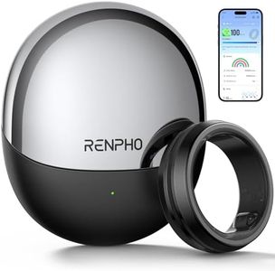 RENPHO Lynx Smart Ring-All Day Sleep & Activity Tracking, Includes Charging Case, Gifts for Men, 7-Day Battery Life, Subscription-Free App for iOS & Android, Size Before You Buy (Black, Size 6)