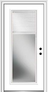 National Door Company ZMJ686BLPR30L Steel, Primed, Left Hand Inswing, Exterior Prehung Door, Clear Glass Internal Blinds, Full Lite, 36"x80"