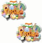 Nivaraprint India Country Theme Souvenir Wooden Fridge Magnet for Decoration (Pack of 2) | India Printed Stylish Decorative Refrigerator Magnet for Memories and Gift