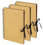 Clay Roberts A4 Kraft Ribbon Scrapbook, Brown, 3 Pack, 40 Sheets (80 Pages), Craft Paper Scrapbooking Albums, Eco-Friendly Memory Book Photo Album, Scrapbook, Photo Album, Photo Book, Art Book