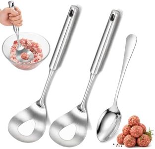 Meatball Spoon with Meat Scraper, 2027 New Stainless Steel Meatball Maker Scoop with Hole Convenient Storage Design Long Handle Spoon for Kitchen Dinning,Meatball Spoon*2+Meat Scraper