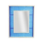 Head West Blue Linear Distressed White Raised Lip Double Framed Accent Mirror, Green/Whitewash - 23" x 29"