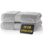 ALSAP Grey Hand Towels Pack of 2 - Ultra Soft Super Absorbent 700 GSM Egyptian Cotton Towels - Bathroom Linen Sets - Luxury Hotel Quality Cotton Hand Towels Set Convenient Size 50x85 cm