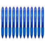 Volcanics Retractable Clicker Erasable Gel Pens - 0.7mm Ball Point, Heat Erase with Built-in Eraser, 12 Pack Blue