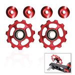 Bike Derailleur Pulley, 11T Red Aluminum Alloy Jockey Mountain Bike Wheel Rear Derailleur Pulley (2 PCS)