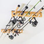 StoreYourBoard Stillwater Fishing Pole Holders for Garage, Wall and Ceiling Storage Rack for Fishing Rods, Solid Wood Garage Organizer Holds 8 Rods or Combos up to 40 lbs