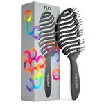 FRAMAR Flex Detangling Hair Brush – Wet Hair Brush For Women, Hairbrush Women, Wet Detangler Brush For Curly Hair, Hair Brush For Blow Drying, Curly Hair Brush, Brosse a Cheveux – Vented Black