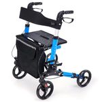 KosmoCare Euro - Style Rollator (Blue)| Walker with wheels | Compact Folding Rollator | Rollator Walker with Seat for Elderly | Walking Aid | Walkers for Adults