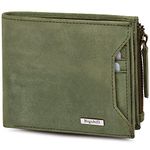 RIGOHILL Cuba Olive Leather Wallet for Men | RFID Blocking Mens Wallet | Wallets Men Leather