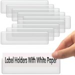 Self Adhesive Label Holders, ELEMGULY 55 Pcs Adhesive Shelf Tag Shelf Label Holder Clear Pocket Holder with Paper for Supermarket, Bookshelf, Kitchen (4.3 x 1.2 Inch)