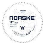 Norske Tools Thin Kerf Ultra Fast Finishing Saw Blade NCSBT029 12" x 80T with 1" Bore for Hardwood, Softwood, Plywood and MDF, White