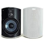 Polk Audio Atrium 4 Outdoor Speakers with Powerful Bass (Pair, White), All-Weather Durability, Broad Sound Coverage, Speed-Lock Mounting System