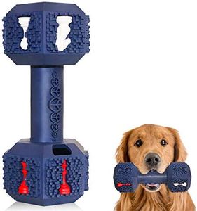 Jomilly Dog Chew Toys for Aggressive Chewers Indestructible Dog Toys Tough Natural Rubber Dumbbell Toy for Small Medium Large Dogs Large Blue