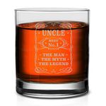 Veracco Best No.1 Uncle The Man The Myth The Legend Whiskey Glass Funny Birthday Gifts Fathers Day Birthday Gifts For New Dad Daddy Stepdad (Clear, Glass)