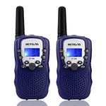 Retevis RT388 Walkie Talkies for Kids,Toddler Walkie Talkie,Long Range 2 Way Radio,Toy Gifts for 6-12 Year Old Boys Girls,Hands Free Flashlight LCD,Family Outdoor Camping Biking(Dark Blue 2 Pack)