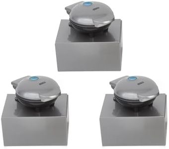 Dash Set of 3 Mini Pizzelle Makers for Individual Waffles Hash Browns, Keto Chaffles with Easy to Clean, Non-Stick Surfaces (Metallic Silver)