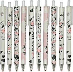 Maydahui 12PCS Cute Milk Cow Gel Pen Cartoon Animal Pens Retractable Priting Pen Black Ink for Office Stationery School Office Supply