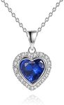 Brazel 18K Gold Plated Crystal Heart Necklace - Heart Pendant Necklace for Women (Sapphire/Silver)