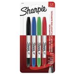 Sharpie Twin Tip Permanent Markers, Fine and Ultra Fine, Assorted Colours, 4 Count