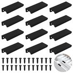 12Pcs Cabinet Handle, 80mm Drawer Curved Door Handle, Aluminum Alloy Concealed Furniture Handles, Concealed Furniture Handles with 24Pcs Screws for Kitchen Bedroom Furniture