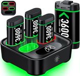 Battery Pack Rechargeable for Xbox One/Series X|S Controller, 4 X 3600mWh Xbox Controller Charger with LED Light, Xbox Charging Dock for Xbox Series X|S, Xbox One S/X/Elite Controller