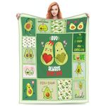 Turamurra Avocado Blanket Cute Green Cartoon Fruits Avocado Flannel Throw Blanket for Girls Boys Kids Super Soft Warm Blanket for Bed Sofa Couch Foldable All Seasons 60"x50"