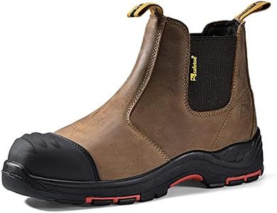 SAFEYEAR - Stivali da lavoro di sicurezza resistenti all'acqua, certificati CE, 8025 Free Sock S3 Site scarpe di sicurezza con peso leggero, Marrone