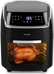Innoteck 12L Digital Air Fryer Oven with Rotisserie 1800W Large Air Fryer with Touch Panel & 8 Cooking Presets, Shelves, Basket, Racks & Drip Tray Black & Silver Finish