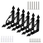 Cjueiom 6 Pcs Decorative Shelf Brackets Retro Black Shelf Support, 19cm / 7.5 Inch Floating Shelf Brackets Heavy Duty Wall Brackets, L Corner Brace Thickened Metal Shelf Brackets for Wood Shelves