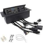 COOLCOLD 10 Module, Hydraulic Cable Cubby, Conference Table Connectivity Solutions, Pop Up Box with HDMI, VGA, Audio, LAN, Power Ports & USB Port (Black)