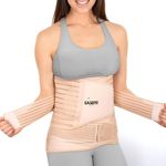 EASEFIT 3 in 1 Postpartum Belly Belt Abdominal Waist and Pelvis Support Slimming Shapewear for Tummy Control and Recovery Adjustable Fit 30 to 46 Inch Polyester and Spandex (Beige)