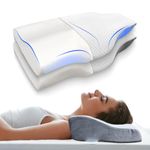 Sleepsia Memory Foam Cervical Pillow | 1 Year Warranty | Orthopedic Pillow for Neck Pain Support with Curve Neck Extra Support for Sleeping Side & Back Sleepers (Grey/White, Gel) PK2