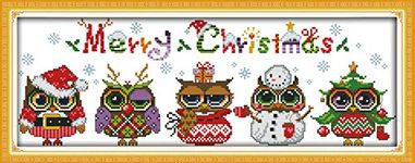 Cross Stitch Kits, Christmas Owls Awesocrafts Easy Patterns Cross Stitching Embroidery Kit Supplies Christmas Gifts, Stamped or Counted (Owls, Counted)