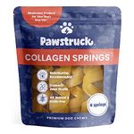 Pawstruck Natural Large Collagen Stick Springs for Dogs - Vet-Approved Long Lasting Alternative to Traditional Rawhide & Bully Sticks w/Glucosamine & Chondroitin - 4 Pack - Packaging May Vary