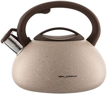 Tetera FLORINA (2,5 l) | Tetera Acero Inoxidable l LAVA | Tetera Flauta Asa Silicona | Silbato Automático | Tetera Estufa Inducción, Estufa Gas y Estufa Eléctrica | Color: Beige